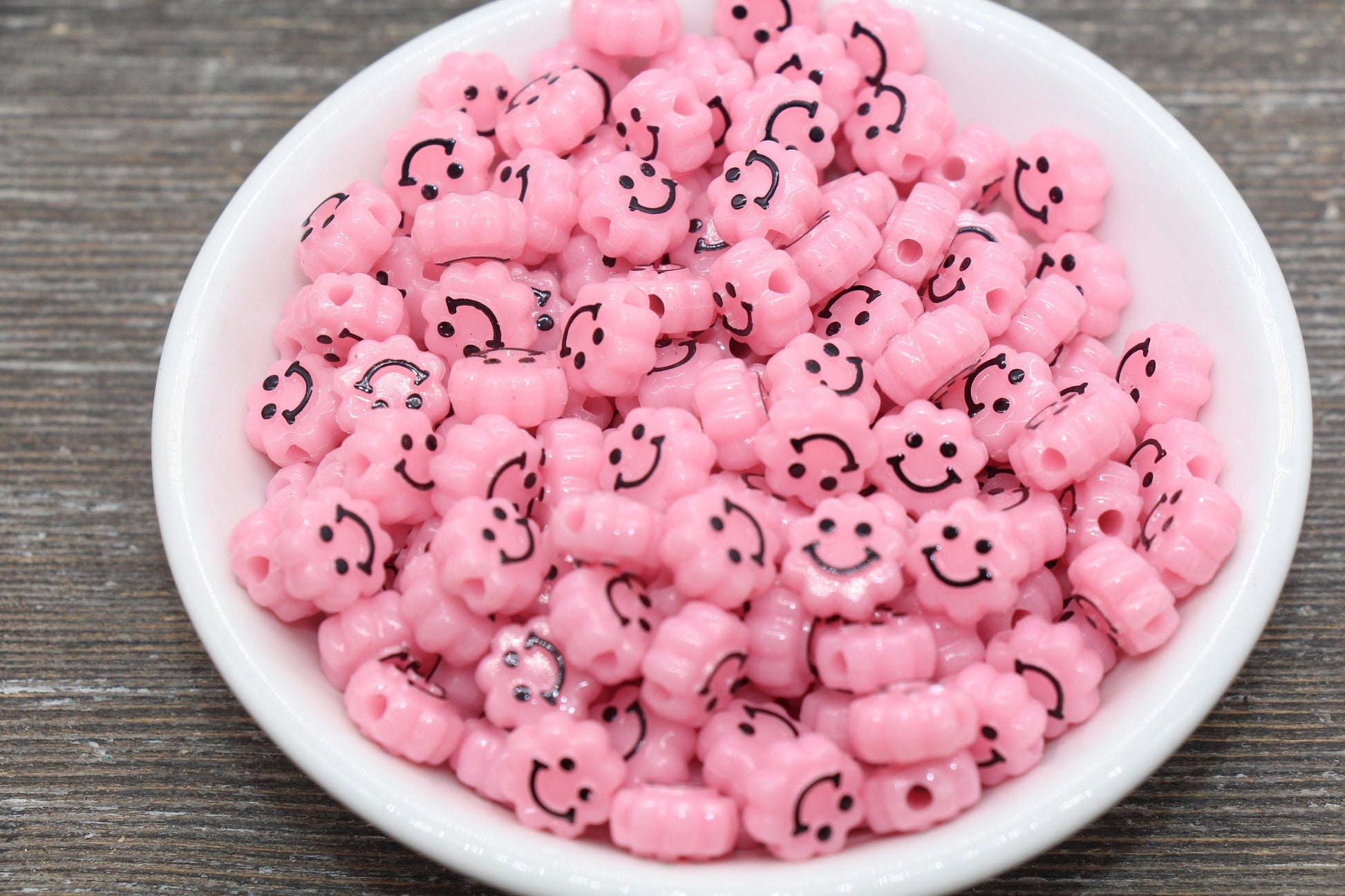 Pink Smiley Face Beads, Cloud Shape Smiley Face Beads, Cute Smiling Face Beads, Happy Face Beads, Craft Bracelet Beads #2030