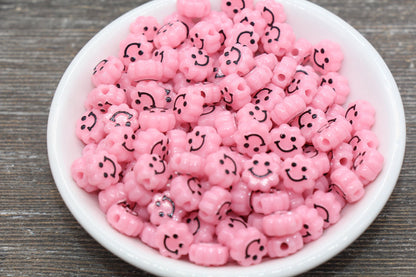 Pink Smiley Face Beads, Cloud Shape Smiley Face Beads, Cute Smiling Face Beads, Happy Face Beads, Craft Bracelet Beads #2030