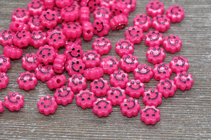 Pink Smiley Face Beads, Cloud Shape Smiley Face Beads, Cute Smiling Face Beads, Happy Face Beads, Craft Bracelet Beads #2035