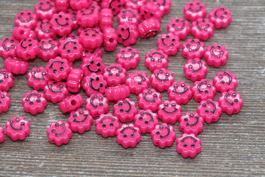 Pink Smiley Face Beads, Cloud Shape Smiley Face Beads, Cute Smiling Face Beads, Happy Face Beads, Craft Bracelet Beads #2035