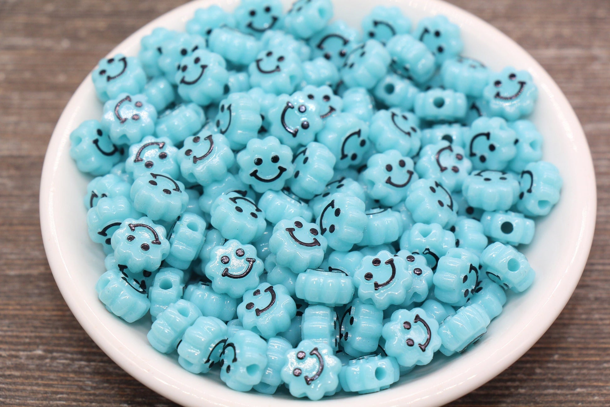 Light Blue Smiley Face Beads, Cloud Shape Smiley Face Beads, Cute Smiling Face Beads, Happy Face Beads, Craft Bracelet Beads #2037