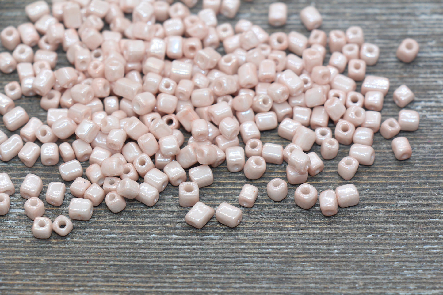 Square Glass Seed Beads, 4mm Cube Glass Beads, Glossy Dusty Pink Seed Beads, Opaque Beads, Beading Supplies #1136