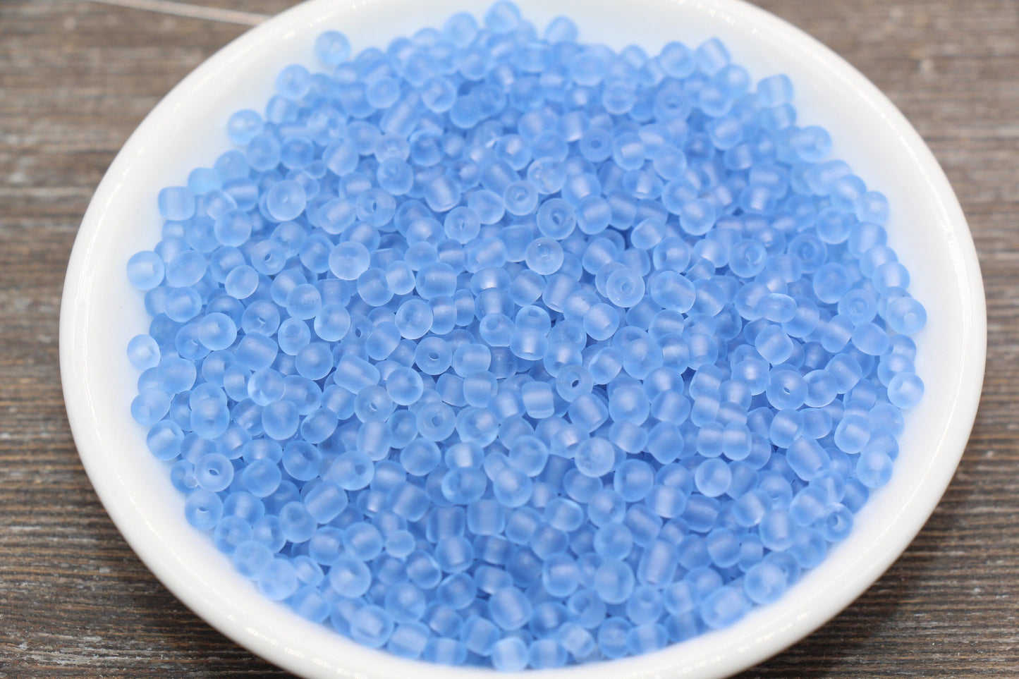 Matte Glass Seed Beads, 4mm 6/0 Glass Round Seed Beads, Matte Blue Trans Seed Beads, Rocailles Beads, Beading Supplies #1139