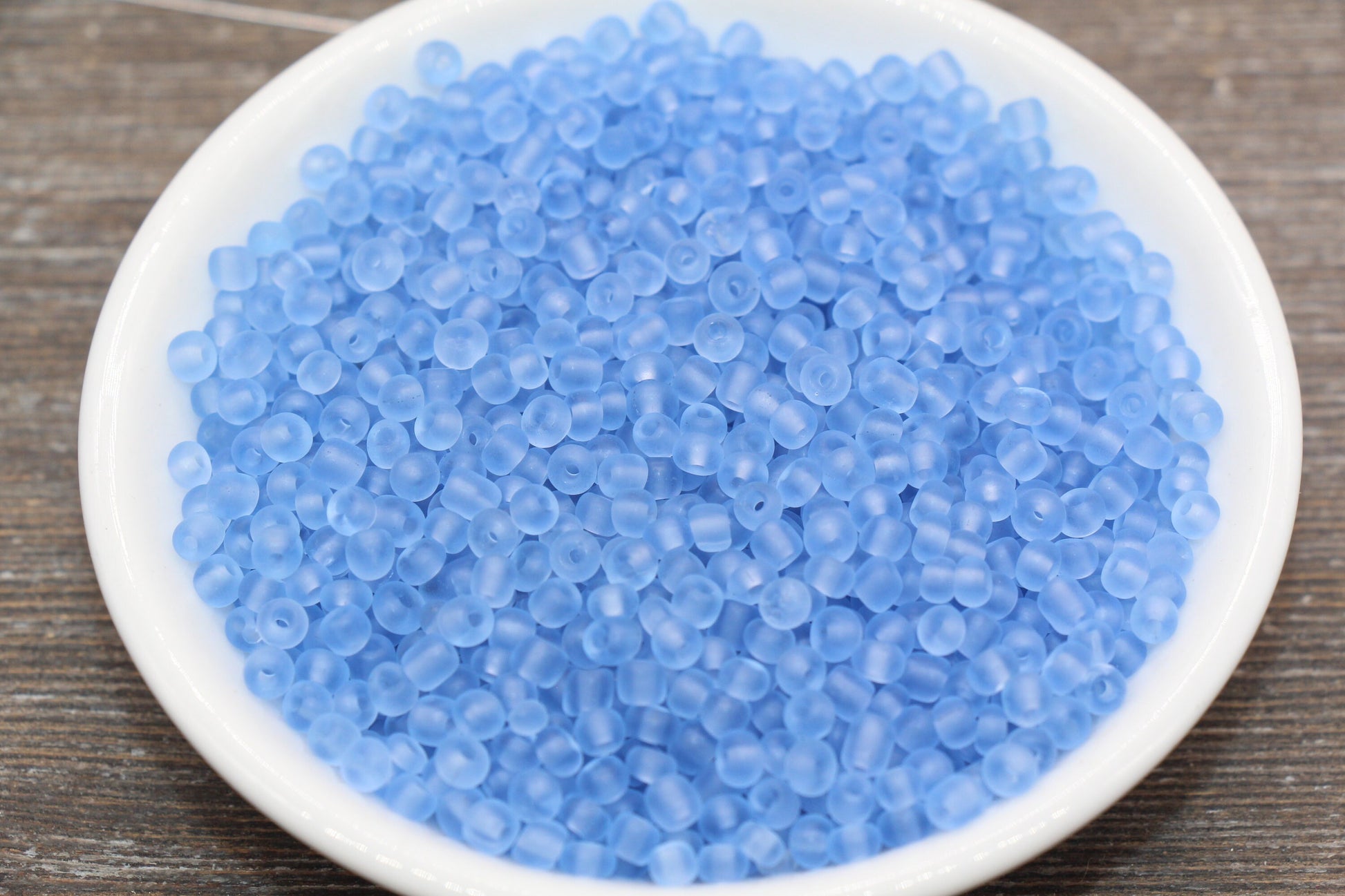 Matte Glass Seed Beads, 4mm 6/0 Glass Round Seed Beads, Matte Blue Trans Seed Beads, Rocailles Beads, Beading Supplies #1139