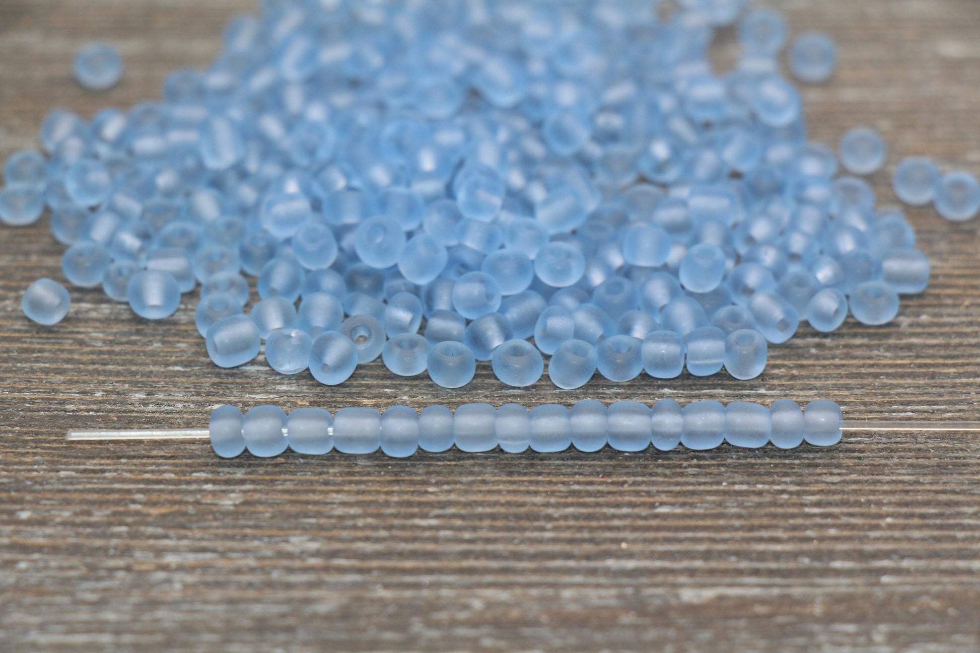 Matte Glass Seed Beads, 4mm 6/0 Glass Round Seed Beads, Matte Blue Trans Seed Beads, Rocailles Beads, Beading Supplies #1139