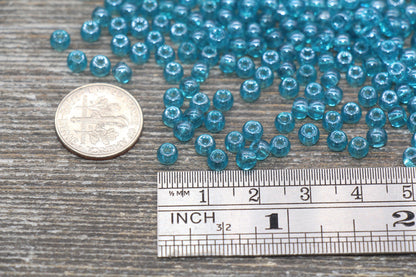 Round Transparent Blue Glass Beads, 4mm Glass Round Seed Beads, Glossy Blue Seed Beads, Beading Supplies #2173