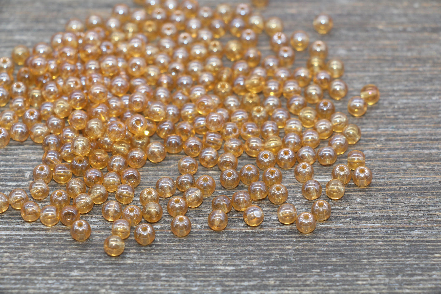 Round Transparent Champagne Glass Beads, 4mm Glass Round Seed Beads, Glossy Champagne Seed Beads, Beading Supplies #2175