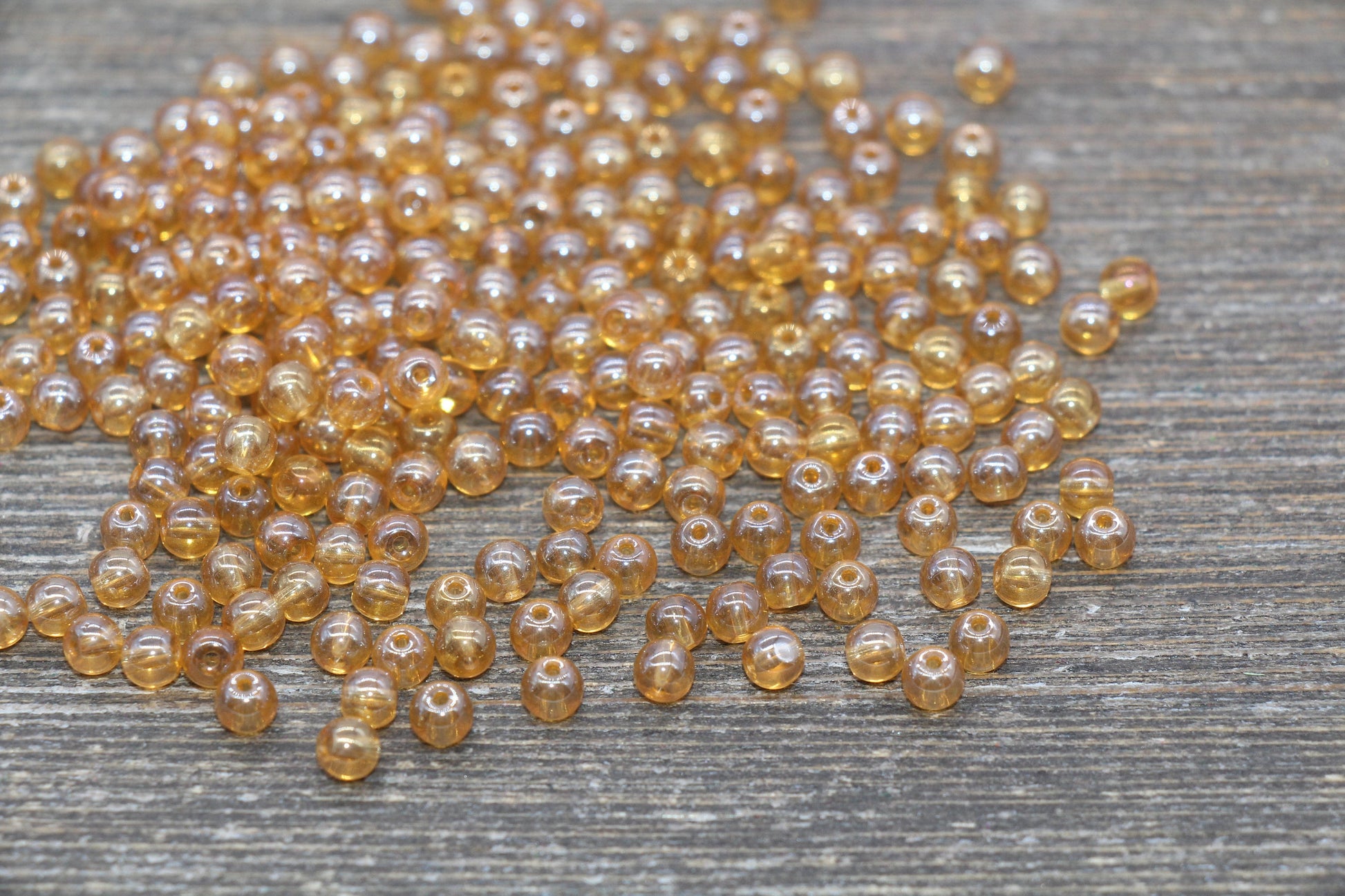 Round Transparent Champagne Glass Beads, 4mm Glass Round Seed Beads, Glossy Champagne Seed Beads, Beading Supplies #2175