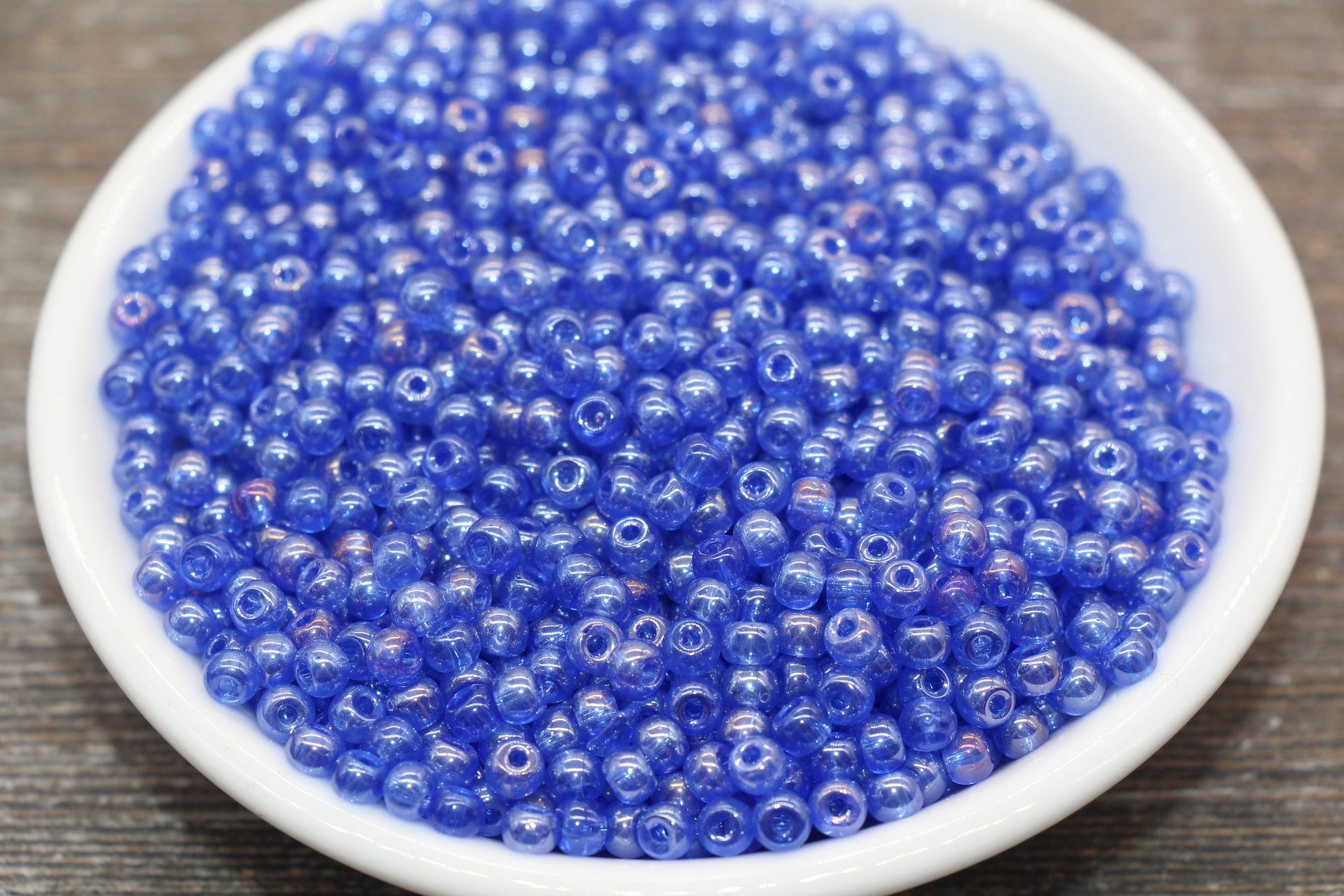 Round Transparent Blue Glass Beads, 4mm Glass Round Seed Beads, Glossy Blue Seed Beads, Beading Supplies #2177