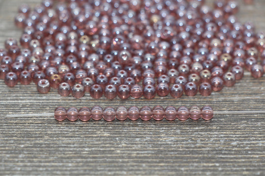 Round Transparent Glass Beads, 4mm Glass Round Seed Beads, Glossy Seed Beads, Beading Supplies #2178