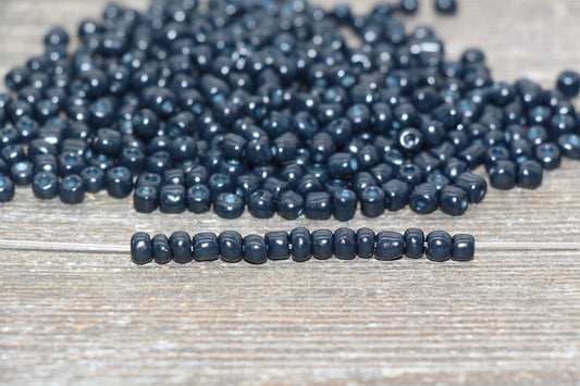 Glass Seed Beads, 4mm 6/0 Glass Round Seed Beads, Deep Navy Blue Opaque Seed Beads, Rocailles Beads, Beading Supplies #1625