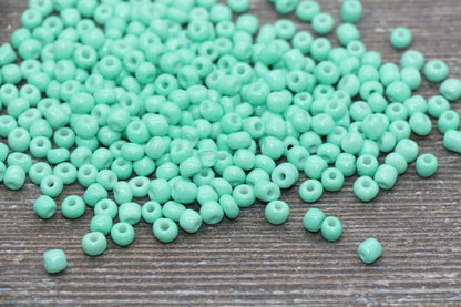 Glass Seed Beads, 4mm 6/0 Glass Round Seed Beads, Mint Opaque Seed Beads, Rocailles Beads, Beading Supplies #1280