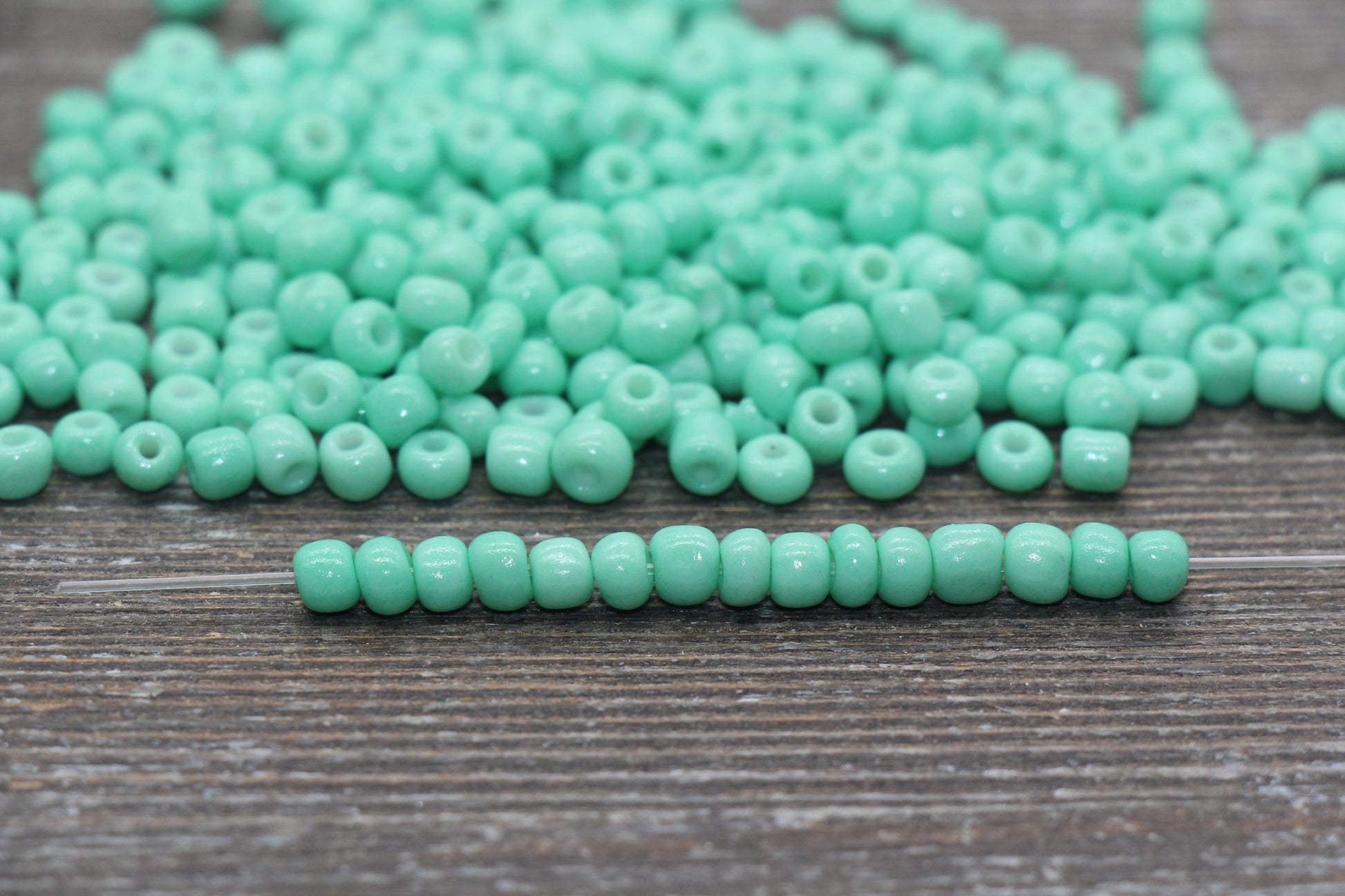 Glass Seed Beads, 4mm 6/0 Glass Round Seed Beads, Mint Opaque Seed Beads, Rocailles Beads, Beading Supplies #1280