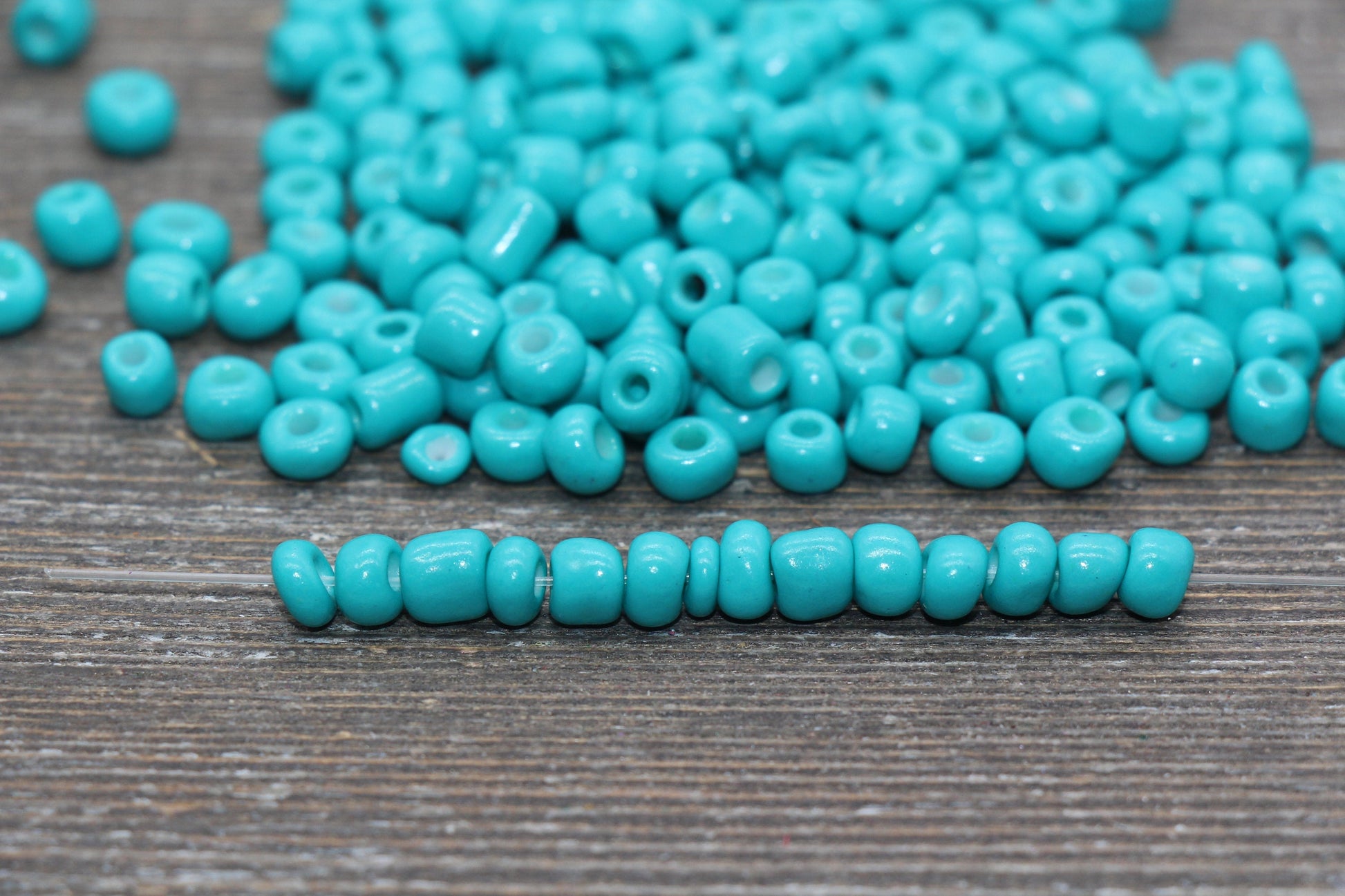5mm Turquoise Glass Seed Beads, Size 3/0 Turquoise Opaque Czech Seed Beads, Rocailles Beads, Bead Bracelet, Beading Supplies #1419
