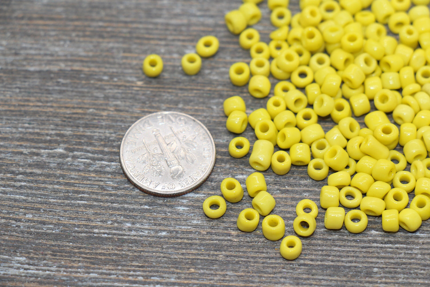 Glass Seed Beads, 4mm 6/0 Glass Round Seed Beads, Yellow Opaque Seed Beads, Rocailles Beads, Beading Supplies #1010