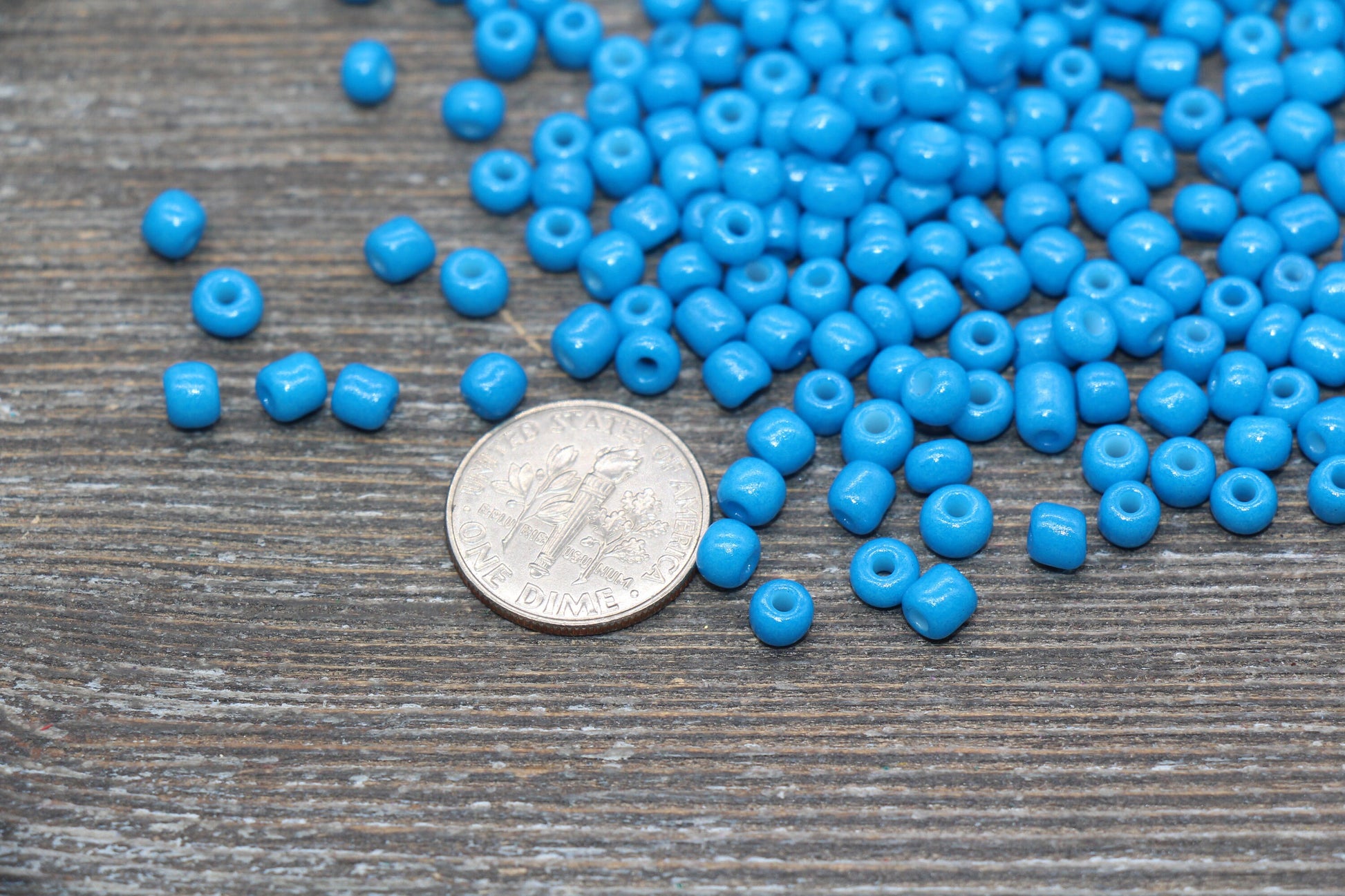 Glass Seed Beads, 4mm 6/0 Glass Round Seed Beads, Glass Blue Opaque Seed Beads, Rocailles Beads, Beading Supplies #1289