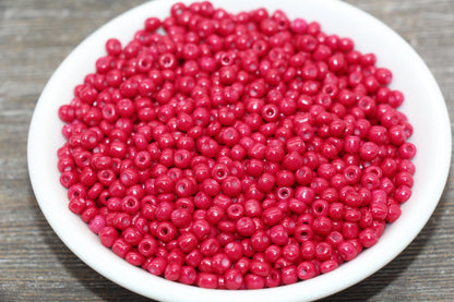 Glass Seed Beads, 4mm 6/0 Glass Round Seed Beads, Glass Deep Red Opaque Seed Beads, Rocailles Beads, Beading Supplies #1288