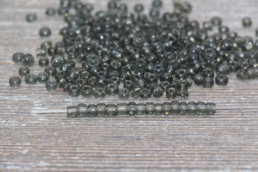 Transparent Glass Seed Beads, 4mm 6/0 Glass Round Seed Beads, Gray Trans Seed Beads, Rocailles Beads, Beading Supplies #1291