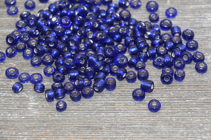 5mm Blue Transparent Glass Beads with Silver Lined, Blue Glass Round Beads, Rocailles Beads, Beading Supplies #1281