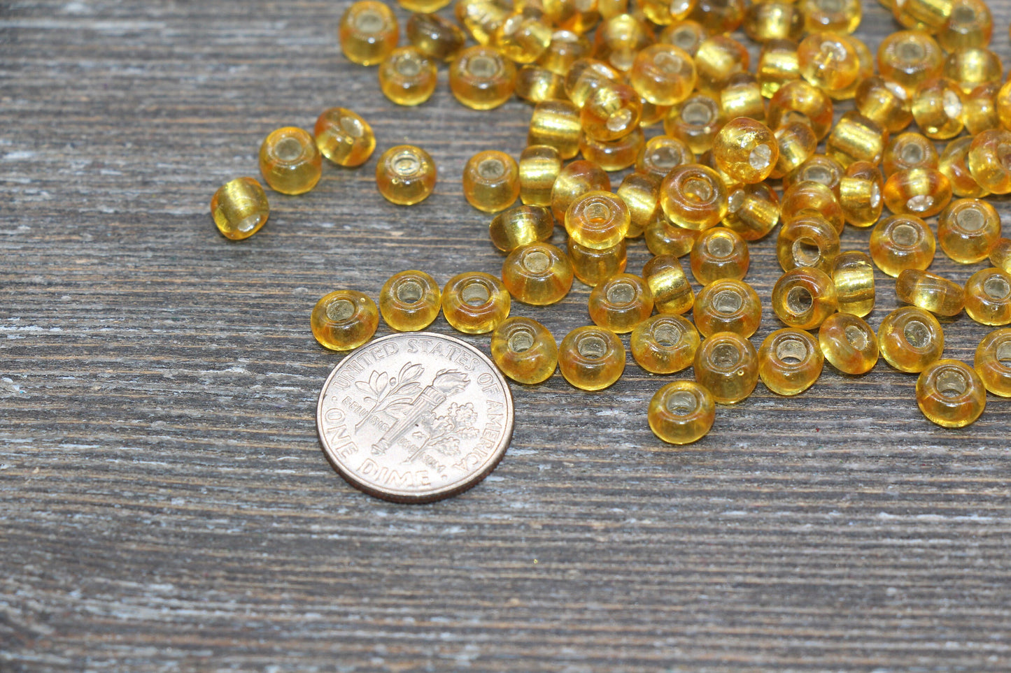 5mm Yellow Transparent Glass Beads with Silver Lined, Yellow Glass Round Beads, Trans Seed Beads, Rocailles Beads, Beading Supplies #1276