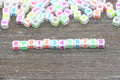 6mm White Multicolor Acrylic Cube Number Beads