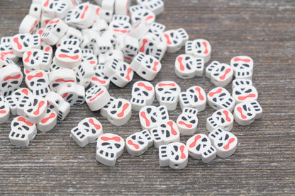 Skull Polymer Clay Beads, Halloween Skull Clay Beads, Skeleton Clay Beads, Jewelry Beads, Bead for Bracelet #68