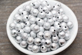 10mm Stardust Beads, Wrinkle Gumball Beads, Silver Round Acrylic Loose Beads, Bubblegum Beads, Chunky Beads, Bubble Gum Beads, #193