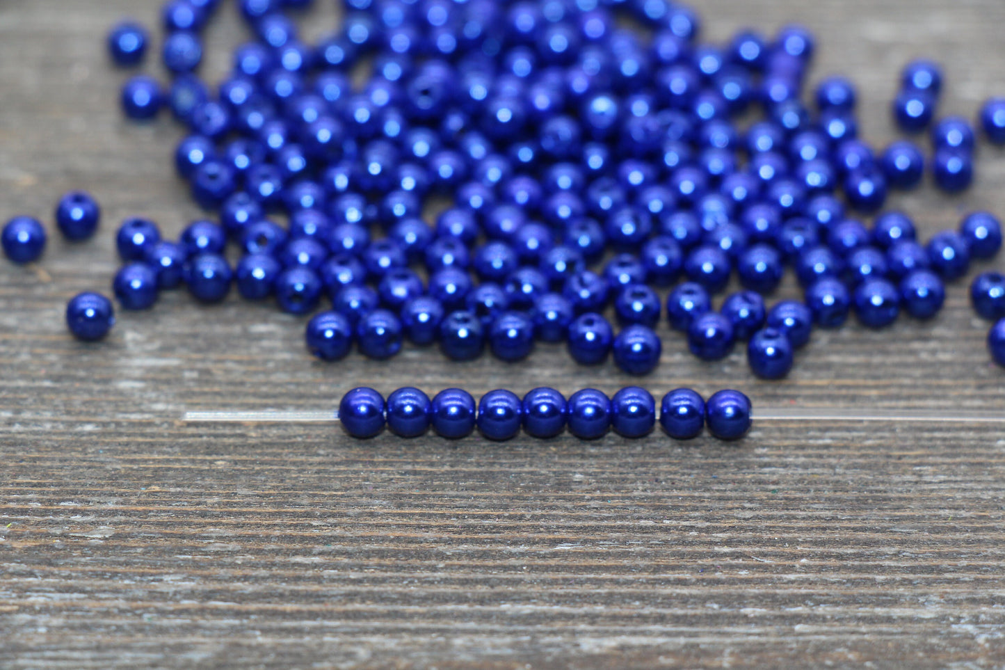 4mm Royal Blue Faux Pearl Beads, Royal Blue Faux Pearl Gumball Beads, Imitation Pearl Beads, Chunky Beads, Smooth Plastic Round Beads #2049