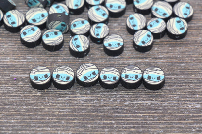 Mummy Polymer Clay Beads, Monster Mummy Clay Beads, Zombie Cane Beads, Fimo Cane Beads, Jewelry Beads, Beads for Bracelet #72