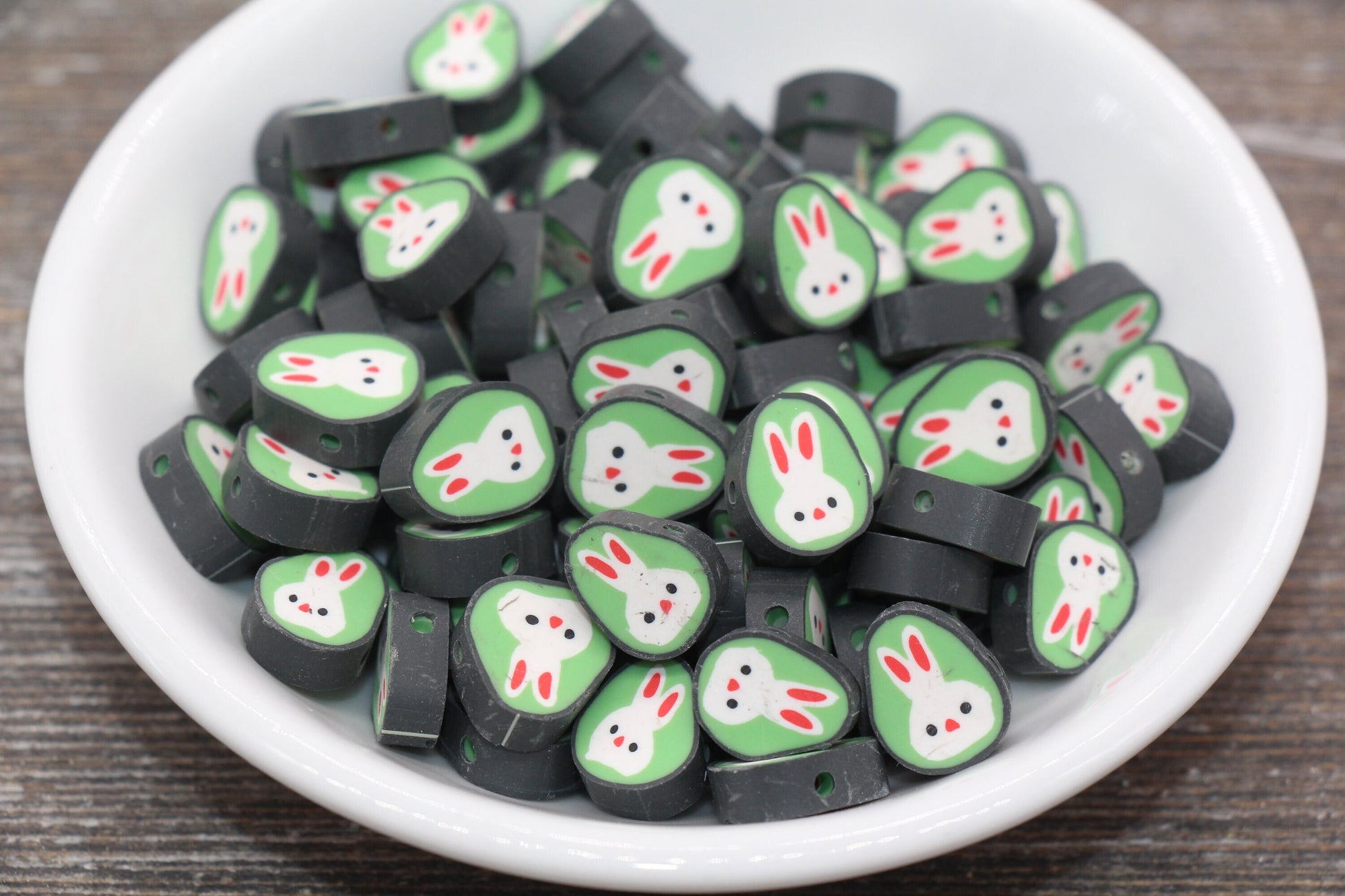 Bunny Polymer Clay Beads, Cute Bunny Clay Beads, Rabbit Clay Beads, Jewelry Beads, Beads for Bracelet #79