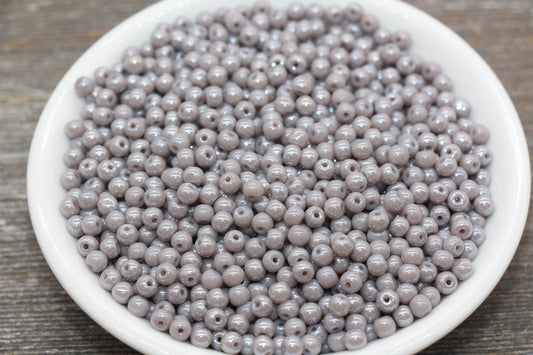Round Gray Glossy Glass Beads, 4mm Glass Round Seed Beads, Glossy Gray Opaque Seed Beads, Beading Supplies #2182