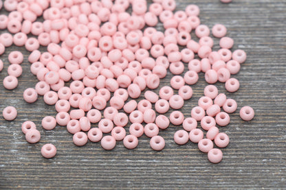 Matte Glass Seed Beads, 4mm 6/0 Glass Round Seed Beads, Pastel Peach Seed Beads, Frosted Peach Rocailles Beads, Beading Supplies #2057