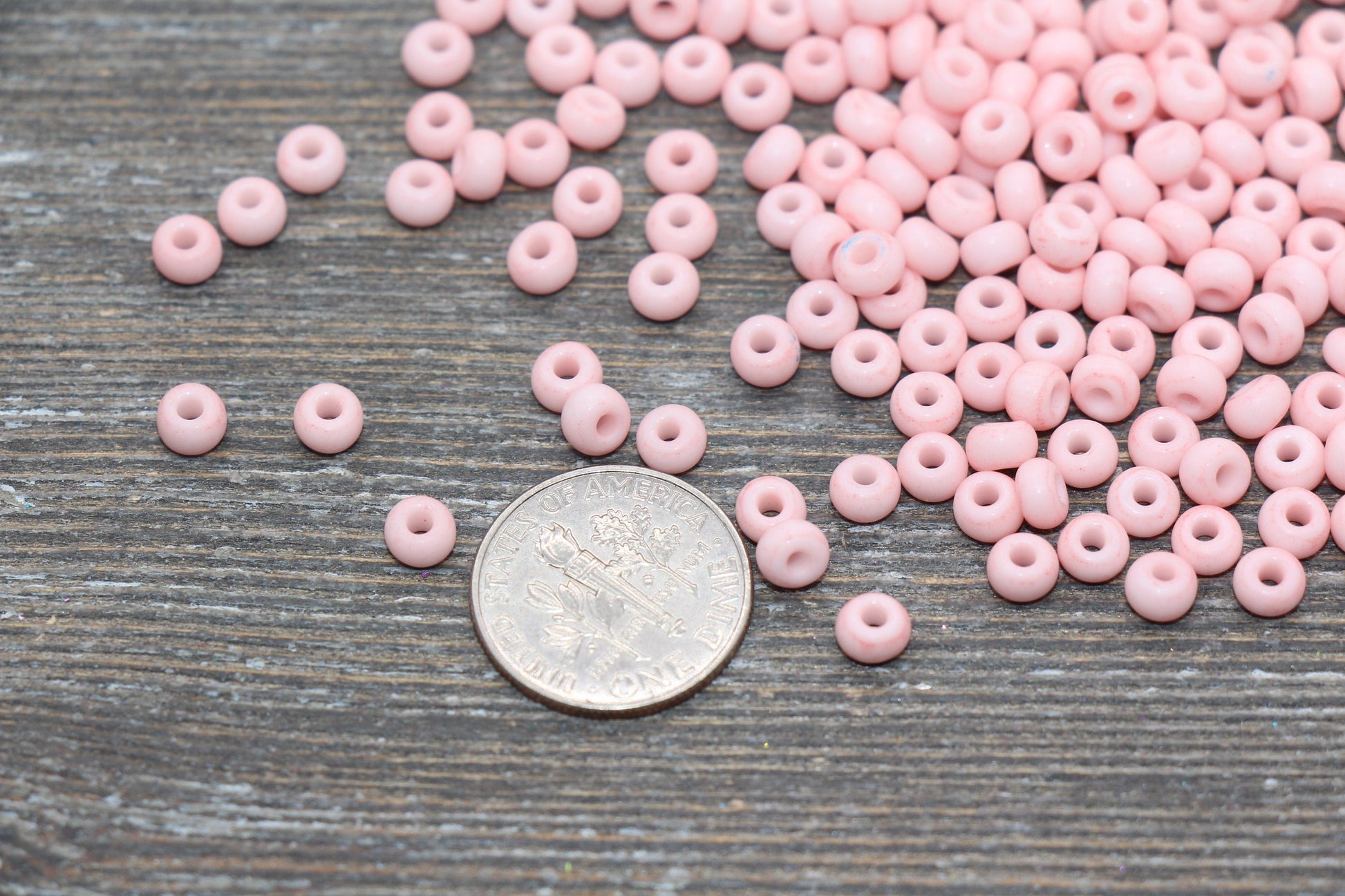 Matte Glass Seed Beads, 4mm 6/0 Glass Round Seed Beads, Pastel Peach Seed Beads, Frosted Peach Rocailles Beads, Beading Supplies #2057