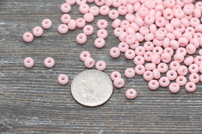 Matte Glass Seed Beads, 4mm 6/0 Glass Round Seed Beads, Pastel Peach Seed Beads, Frosted Peach Rocailles Beads, Beading Supplies #2057