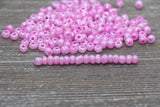 Creamy Glass Seed Beads, 4mm 6/0 Glass Round Seed Beads, Creamy Pink Seed Beads, Glossy Rocailles Beads, Beading Supplies #2066