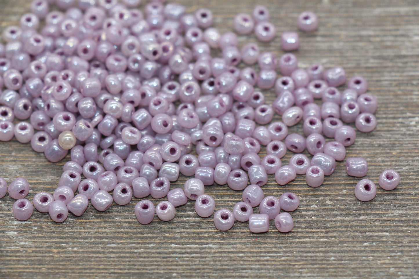 Creamy Glass Seed Beads, 4mm 6/0 Glass Round Seed Beads, Creamy Heather Purple Seed Beads, Glossy Rocailles Beads, Beading Supplies #2070