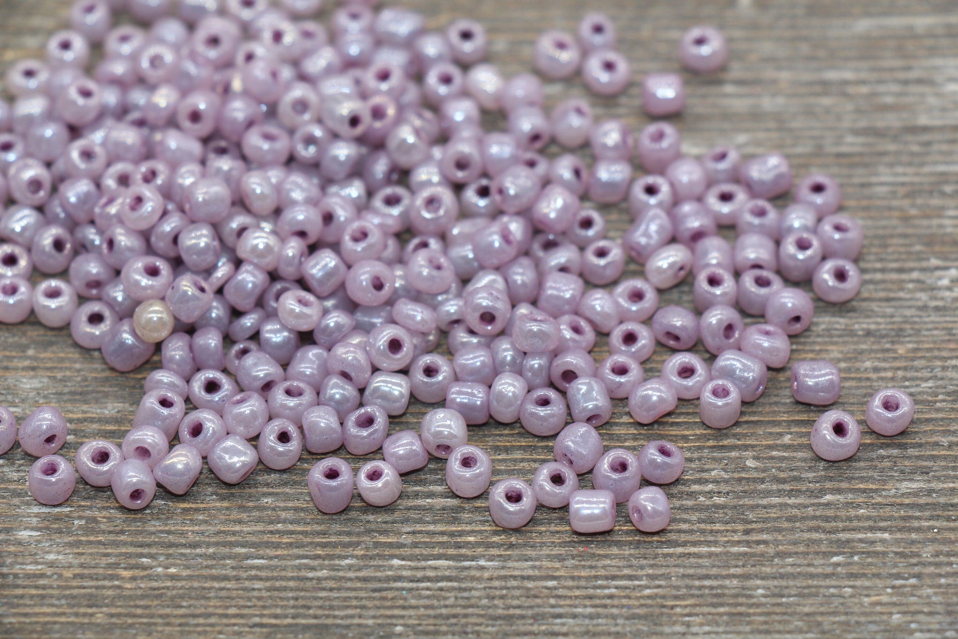 Creamy Glass Seed Beads, 4mm 6/0 Glass Round Seed Beads, Creamy Heather Purple Seed Beads, Glossy Rocailles Beads, Beading Supplies #2070