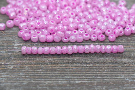 Creamy Glass Seed Beads, 4mm 6/0 Glass Round Seed Beads, Creamy Pink Seed Beads, Glossy Rocailles Beads, Beading Supplies #2072