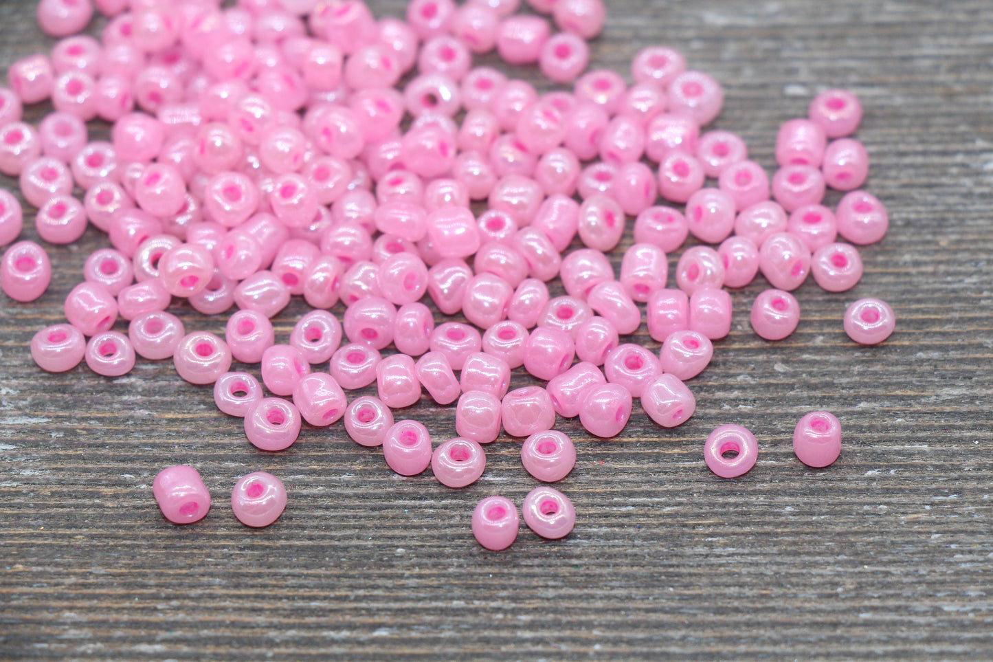 Creamy Glass Seed Beads, 4mm 6/0 Glass Round Seed Beads, Creamy Pink Seed Beads, Glossy Rocailles Beads, Beading Supplies #2073