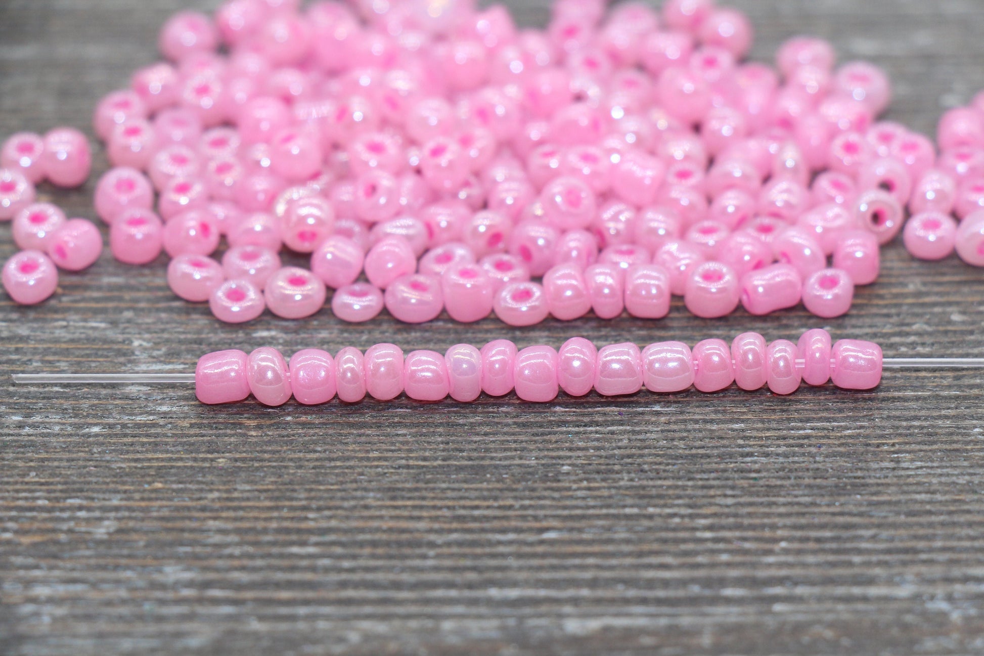 Creamy Glass Seed Beads, 4mm 6/0 Glass Round Seed Beads, Creamy Pink Seed Beads, Glossy Rocailles Beads, Beading Supplies #2073