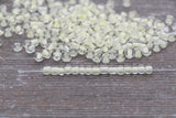 Transparent Glass Beads with Light Yellow Lined, 4mm 6/0 Glass Round Beads, Light Yellow Seed Beads, Rocailles Beads, Beading Supplies #2080