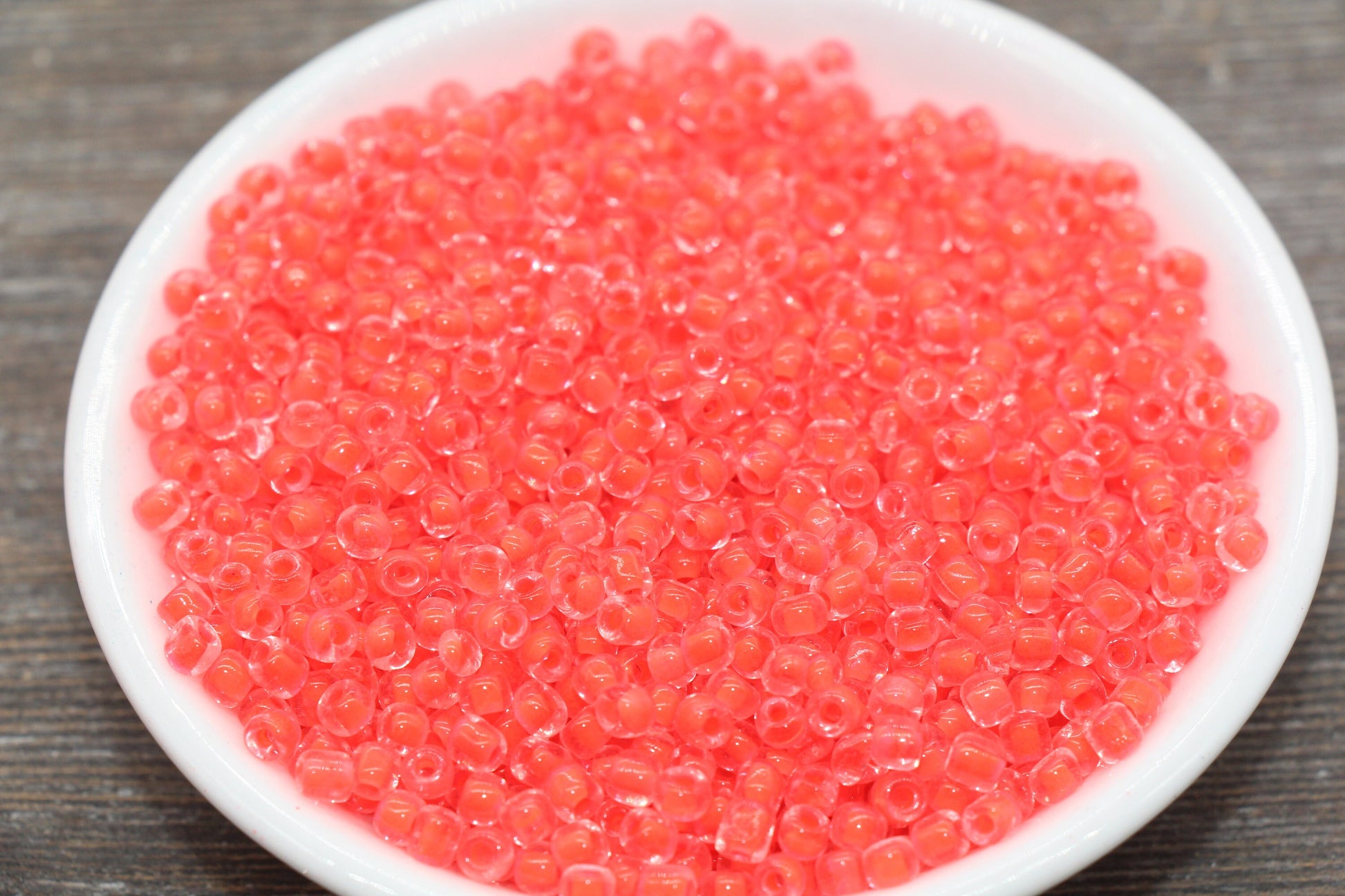 Transparent Glass Beads with Orange Lined, 4mm 6/0 Glass Round Beads, Orange Seed Beads, Rocailles Beads, Beading Supplies #2084