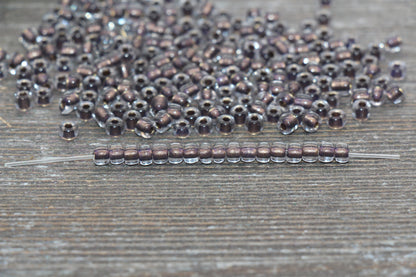 Transparent Glass Beads with Brown Lined, 4mm 6/0 Glass Round Beads, Brown Lined Seed Beads, Rocailles Beads, Beading Supplies #2086