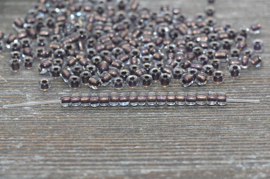 Transparent Glass Beads with Brown Lined, 4mm 6/0 Glass Round Beads, Brown Lined Seed Beads, Rocailles Beads, Beading Supplies #2086