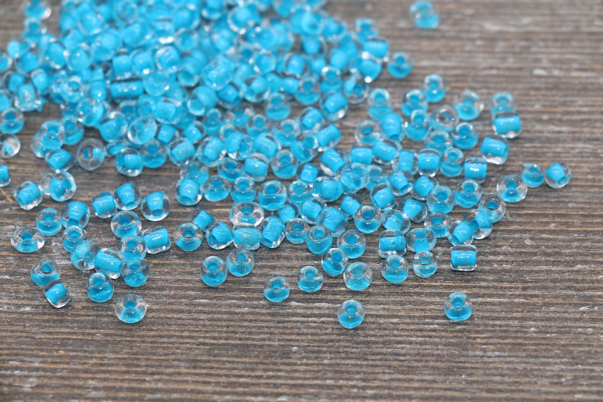 Transparent Glass Beads with Blue Lined, 4mm 6/0 Glass Round Beads, Blue Lined Seed Beads, Rocailles Beads, Beading Supplies #2089