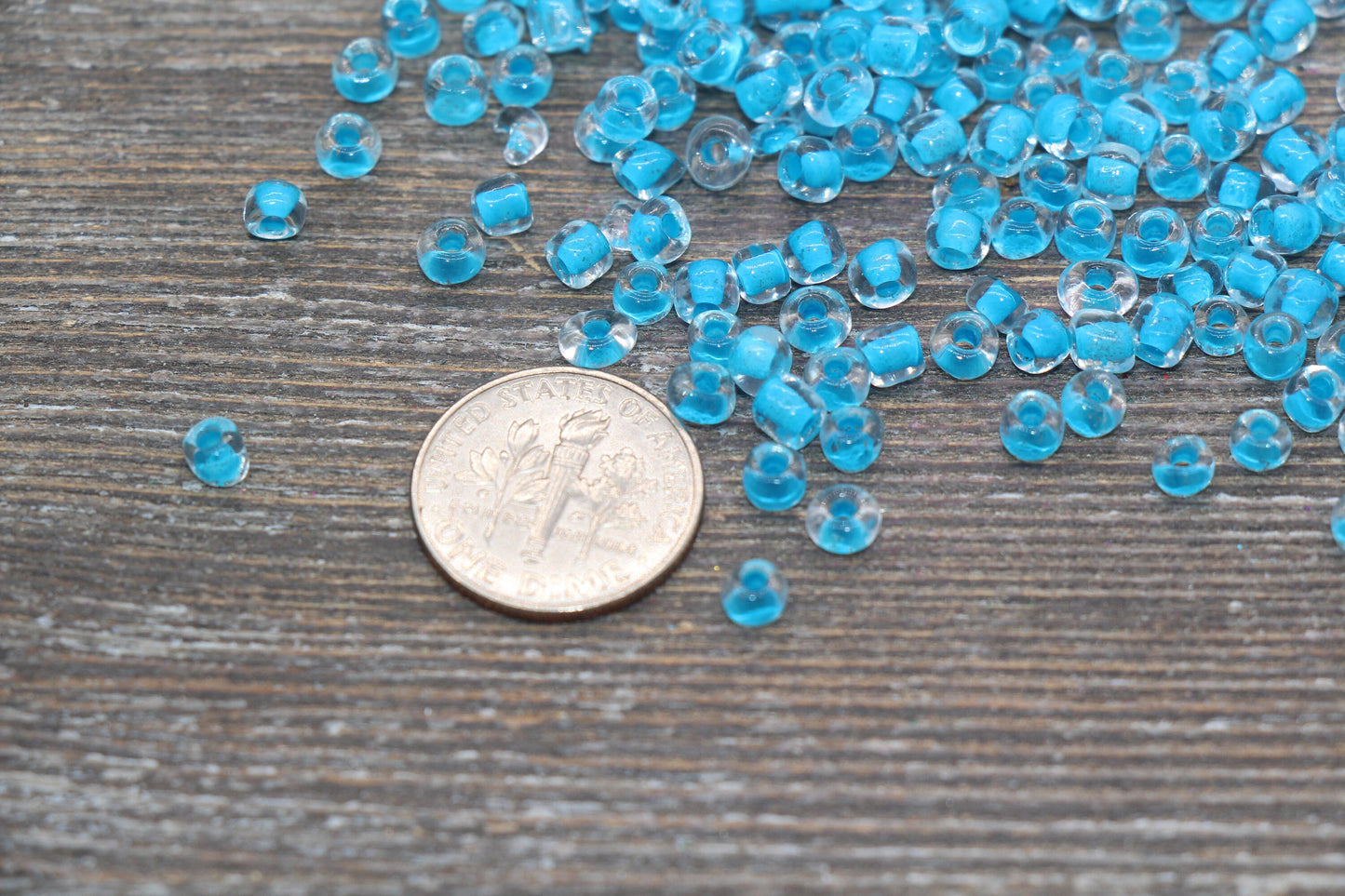 Transparent Glass Beads with Blue Lined, 4mm 6/0 Glass Round Beads, Blue Lined Seed Beads, Rocailles Beads, Beading Supplies #2089