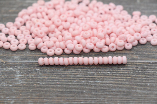 Matte Glass Seed Beads, 4mm 6/0 Glass Round Seed Beads, Pastel Light Peach Seed Beads, Frosted Rocailles Beads, Beading Supplies #2060