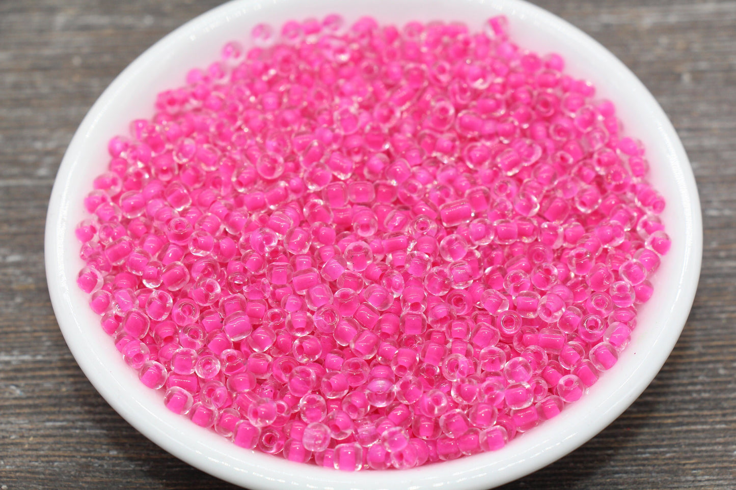 Transparent Glass Beads with Pink Lined, 4mm 6/0 Glass Round Beads, Pink Lined Seed Beads, Rocailles Beads, Beading Supplies #2092