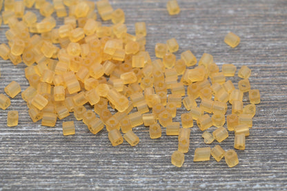 Matte Square Glass Seed Beads, 4mm Cube Glass Beads, Frosted Translucent Orange Square Seed Beads, Beading Supplies #2109