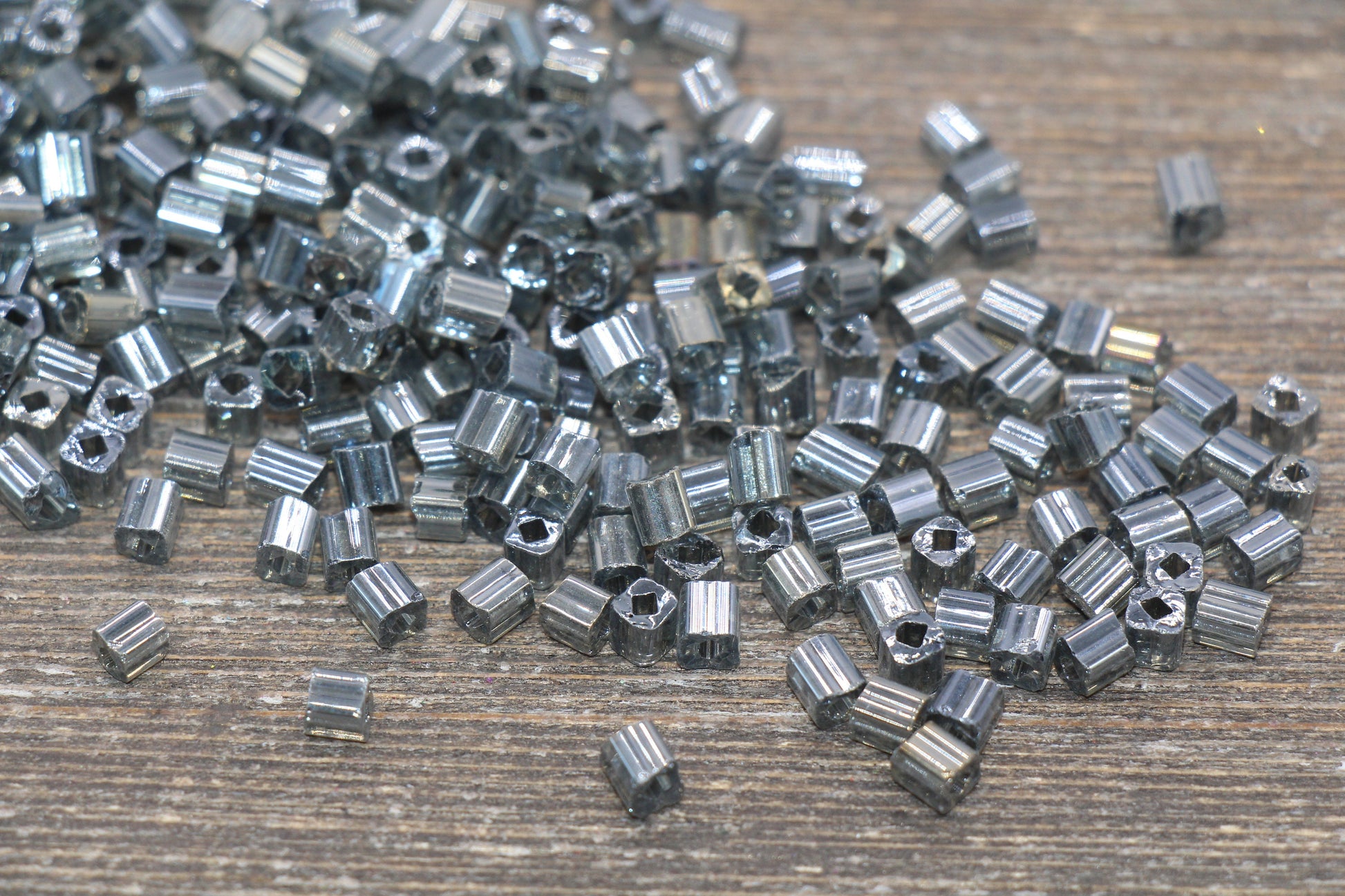 Glossy Square Glass Beads, 4mm Cube Glass Beads, Shinny Glass Bead, Transparent Gray Square Seed Beads, Beading Supplies #2133